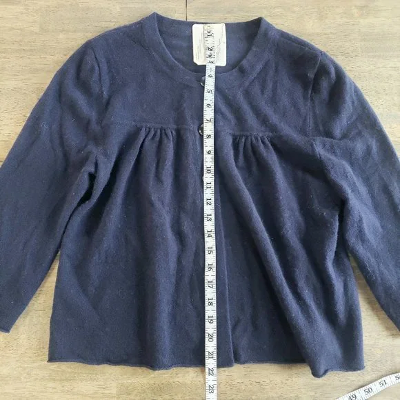J. Crew Navy Blue  cashmere Cardigan Sweater - Picture 5 of 6